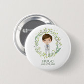 Badge Rond 5 Cm Chapa Primera Comunión HUGO (Devant & derrière)