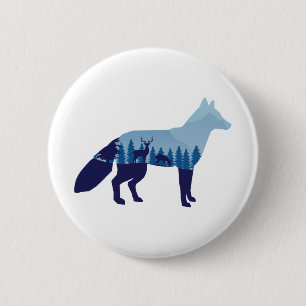 Badge Rond 5 Cm Chapeau de camion T-shirt Fox In Mountain Forest
