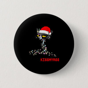 Badge Rond 5 Cm Chapeau de chat cool baiser joyeux mon Noël