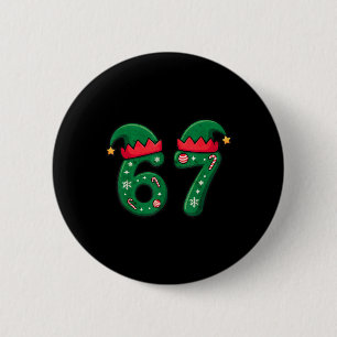Badge Rond 5 Cm Chapeau de lutin de Noël viral 67 6 7 Tendance Mem