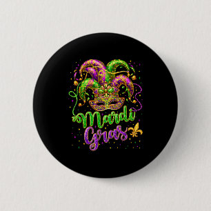 Badge Rond 5 Cm Chapeau de masque de bouffon Mardi gras carnaval f