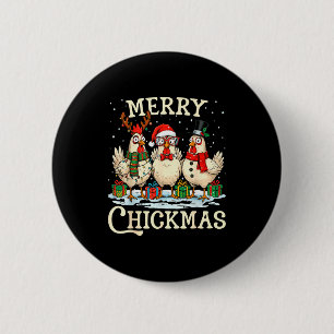 Badge Rond 5 Cm Chapeau de Noël de Père Noël de poulet Joyeux Chic