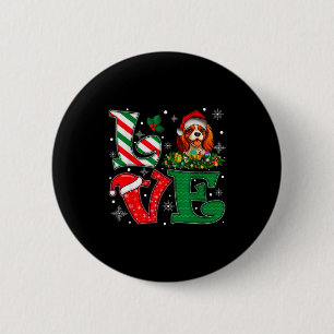 Badge Rond 5 Cm Chapeau de Père Noël Amour Cavalier King Charles S