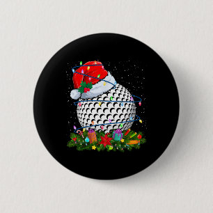 Badge Rond 5 Cm Chapeau de Père Noël de balle de golf Lumières de