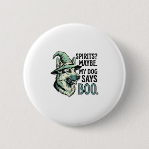 Badge Rond 5 Cm Chapeau De Sorcière Chien Gravure Vintage Humour H