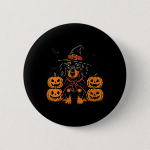 Badge Rond 5 Cm Chapeau de sorcière de citrouille pour chienne tec