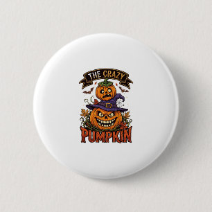 Badge Rond 5 Cm Chapeau de sorcière de Halloween Citrouille Folle