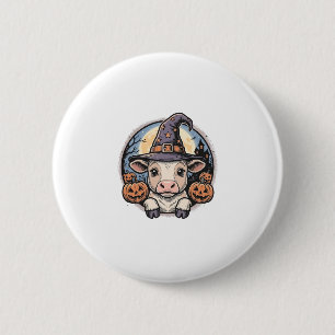 Badge Rond 5 Cm Chapeau de sorcière de veau de Halloween mignon Gr