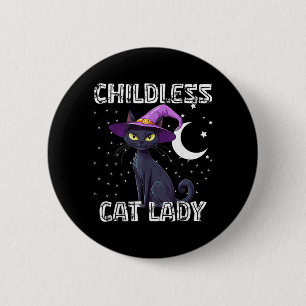 Badge Rond 5 Cm Chapeau de sorcière effrayant de chat de dame sans