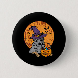 Badge Rond 5 Cm Chapeau de Sorcière Lune Citrouille Lanterne Hallo