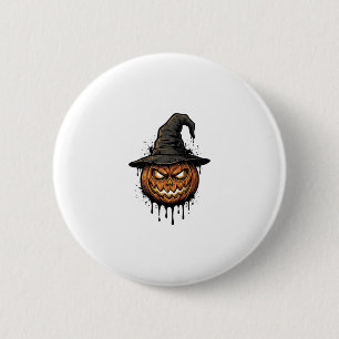 Badge Rond 5 Cm Chapeau De Sorcière Vintage Citrouille Graphique H