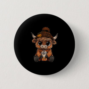 Badge Rond 5 Cm Chapeau de vache mignon Citrouille Boire Amoureux