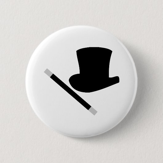 Badge Rond 5 Cm chapeau et baguette magique (Devant)