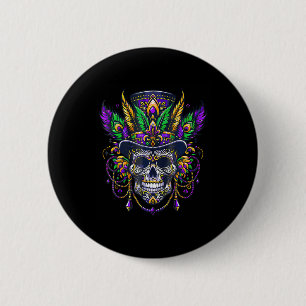 Badge Rond 5 Cm Chapeau Haut de Forme Crâne Mardi Gras Docteur Sor