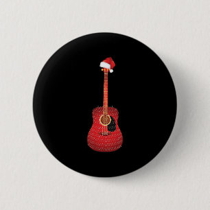 Badge Rond 5 Cm chapeau santa de la guitare de Noël