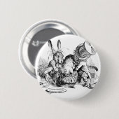 Badge Rond 5 Cm Chapelier, loir et lièvres fous de mars (Devant & derrière)