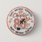 Badge Rond 5 Cm Chapitre 80 Elégant Rose Or 80e anniversaire (Devant)