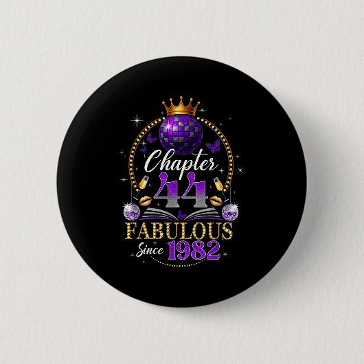 Badge Rond 5 Cm Chapter 44 Since 1982 Purple Disco Ball 44th Birth (Devant)
