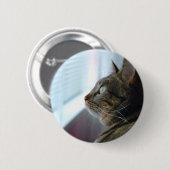 Badge Rond 5 Cm Chaque Kitty contemple dehors (Devant & derrière)