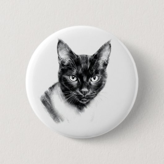 Badge Rond 5 Cm Charbon de Chat (Devant)