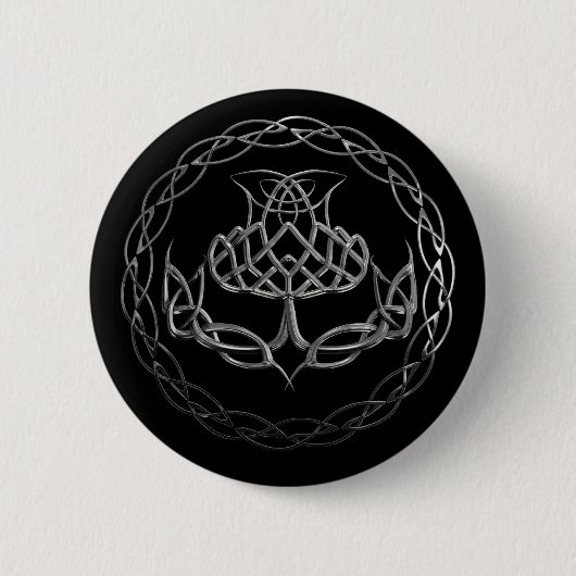 Badge Rond 5 Cm Chardon celtique de noeud de chrome (Devant)