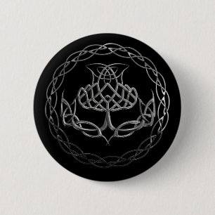 Badge Rond 5 Cm Chardon celtique de noeud de chrome