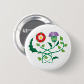 Badge Rond 5 Cm Chardon écossais et bouton rose de l'anglais (Devant & derrière)