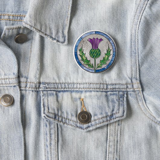 Badge Rond 5 Cm Chardon en verre (En situation)