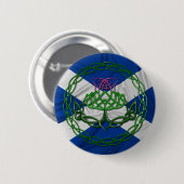 Badge Rond 5 Cm Chardon Et Drapeau De Noeud Céleste (Devant & derrière)