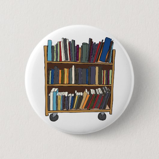 Badge Rond 5 Cm Chariot de bibliothèque (Devant)