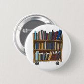 Badge Rond 5 Cm Chariot de bibliothèque (Devant & derrière)