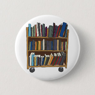 Badge Rond 5 Cm Chariot de bibliothèque