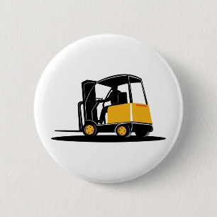 Badge Rond 5 Cm chariot élévateur rétro