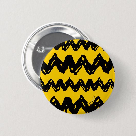 Badge Rond 5 Cm Charlie Brown Zig Zag Motif (Devant & derrière)