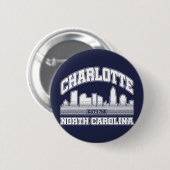 Badge Rond 5 Cm Charlotte, Caroline du Nord (Devant & derrière)
