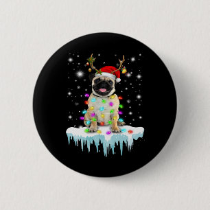 Badge Rond 5 Cm charmant chiot carlin dans la neige