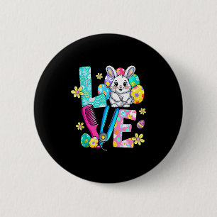 Badge Rond 5 Cm Charmant réservoir de Pâques fleurs lapin coiffeur