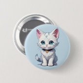 Badge Rond 5 Cm Charmante conception de chats blancs (Devant & derrière)