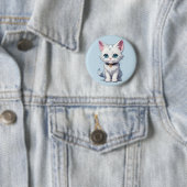 Badge Rond 5 Cm Charmante conception de chats blancs (En situation)