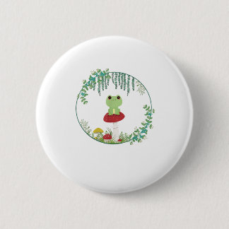 Badge Rond 5 Cm Charme Cottagecore Kawaii Grenouille Goblincore Mi
