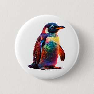 Badge Rond 5 Cm Charme de pingouin lumineux