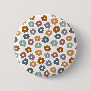 Badge Rond 5 Cm Charme Floral et Botanique Bohème Rétro Terreux