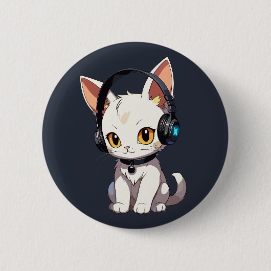 Badge Rond 5 Cm Charming Chat élégant dans casque (Devant)