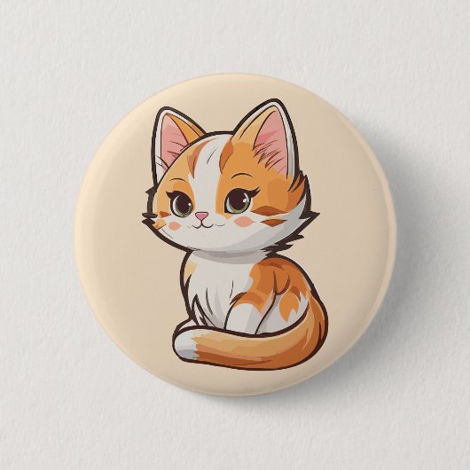 Badge Rond 5 Cm Charming Kawaii Kitten (Devant)