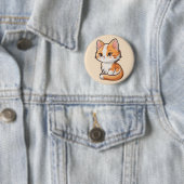 Badge Rond 5 Cm Charming Kawaii Kitten (En situation)
