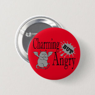 Badge Rond 5 Cm Charming mais en colère petit chat diable drôle ci