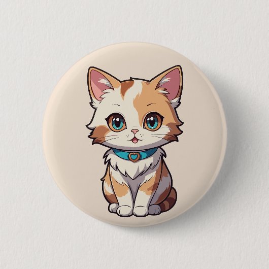 Badge Rond 5 Cm Charmingly mignon Conception de chat (Devant)