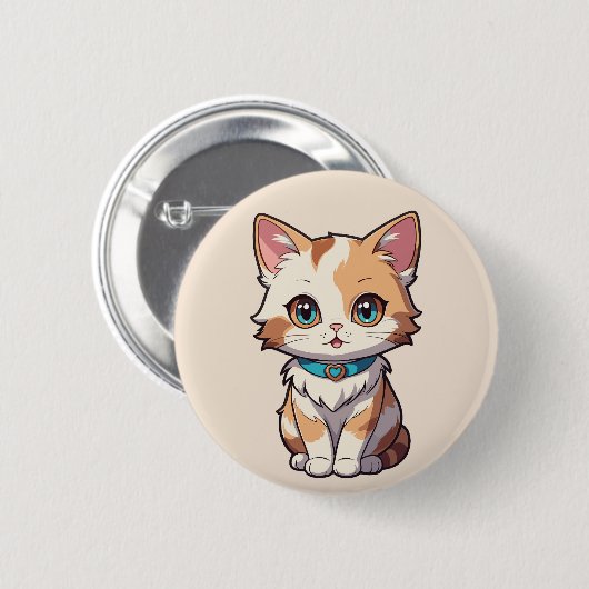 Badge Rond 5 Cm Charmingly mignon Conception de chat (Devant & derrière)