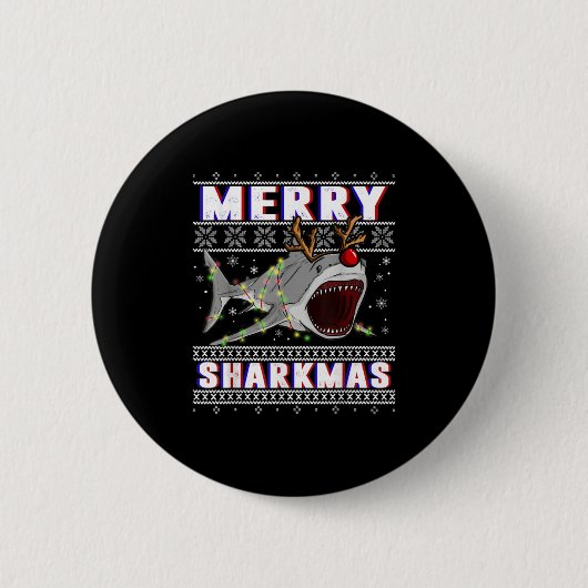 Badge Rond 5 Cm Charny Sharkmas Shark laides pulls de Noël (Devant)