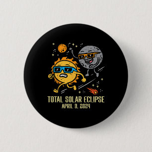 Badge Rond 5 Cm Chase Soleil Total Éclipse Solaire 2024 Avril Femm